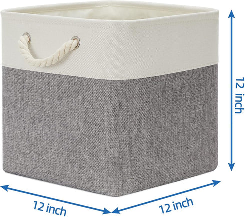 Temary 12 Inch Fabric Storage Baskets, Storage Cubes with Handle, Large Baskets for Clothes, Books, Blankets