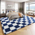 KICMOR 4x6 Navy Blue and Cream White Rugs for Living Room, Fluffy Fuzzy Shag Checkered Rug Shaggy Carpet for Bedroom