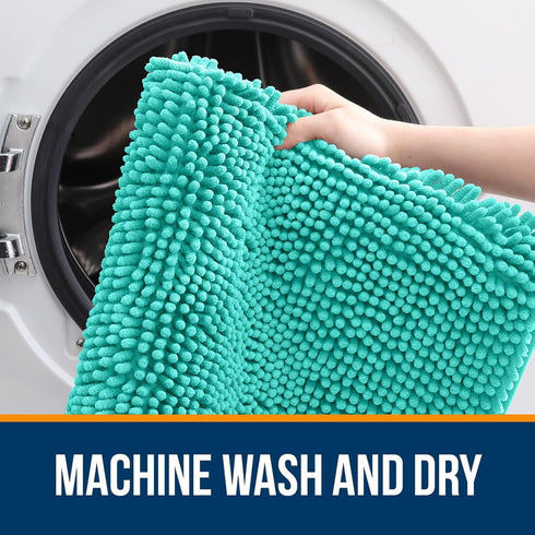 OLANLY Teal Bathroom Rugs 36x24, Extra Soft Absorbent Chenille Bath Mats, Non-Slip, Quick Dry, Machine Washable for