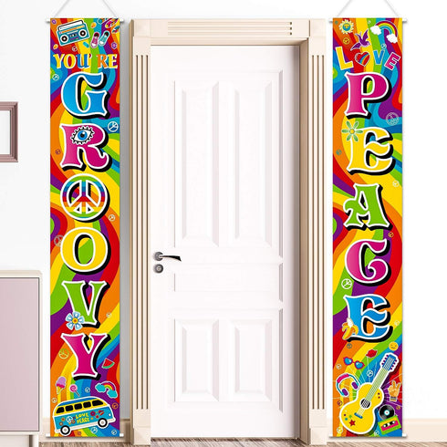 Blulu 60's Party Scene Setters, Hippie Wall Decoration for 1980s Theme Rock Star Birthday Decoration