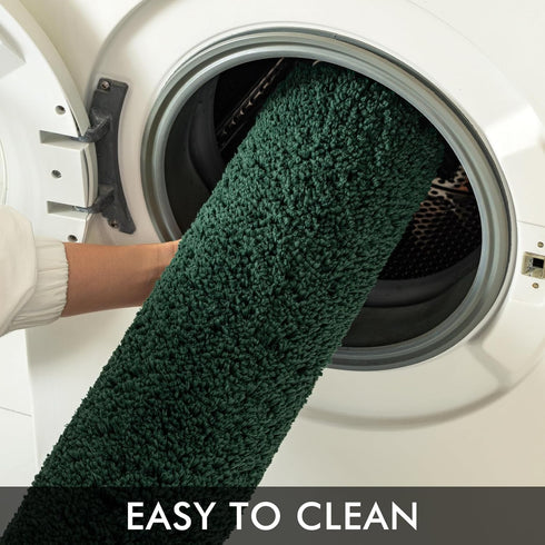 MIULEE U Shaped Toilet Rugs, Absorbent Microfiber Contour Bath Mats, 20'' x 20'', Dark Green
