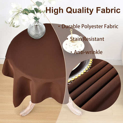 Viiamacki 24 24 Inch, Brown Square Small Tablecloth, x Stain and Wrinkle Resistant Machine Washable Polyester Table