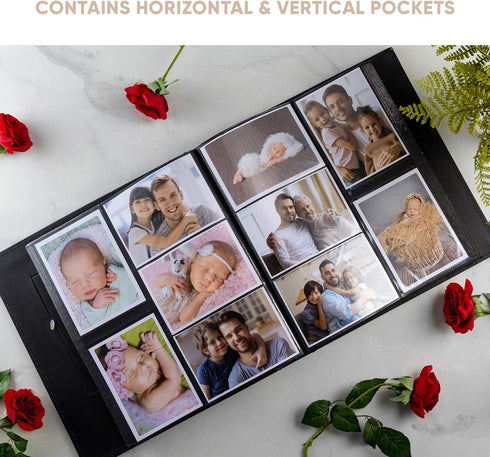 BLYNG Photo Album 4x6 - 500 Slots for Horizontal and Vertical Photos, Faux Leather Cover, Great for Wedding,