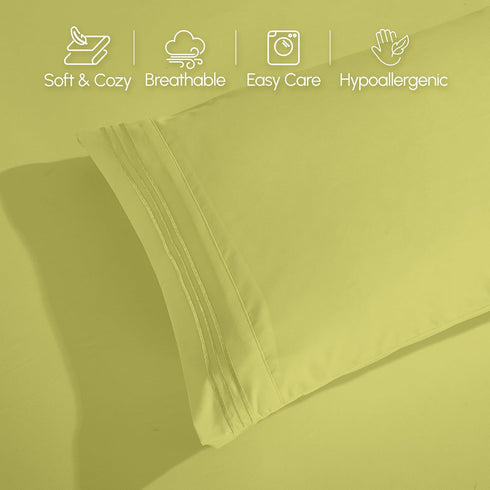 1500 4-Piece Set, Elegant Comfort Luxurious Premium Hotel Quality Microfiber Three Line Embroidered Softest Bed Sheet