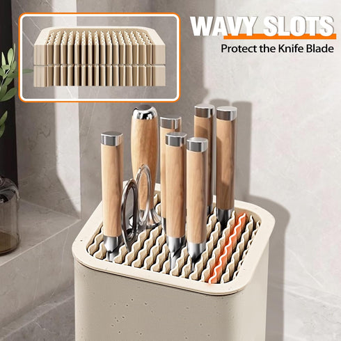 Universal Knife Block Holder, Small Space-Saving Kitchen Storage Stand for Countertop, Detachable for Easy Cleaning
