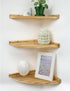 Corner Shelves Wall Mount, Farmhouse Rustic Corner Floating Shelf with Cord Hole,