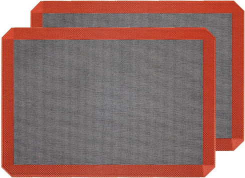 Perforated Silicone Baking Mats, 2 PCS Eclair Mat for Half Sheet, Perfect for Cookies, Macarons, Bread, 11.8"x 15.7"