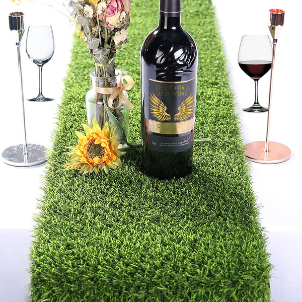 Kesfey Grass Table Runner, 12 x 72 Inch Synthetic Grass Rug Roll for Holiday Party Tabletop Decoration