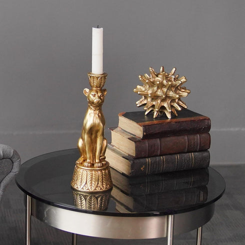3.25 3.25 9.25 Inch Candle Stick Holder Table Decor - Leopard Resin Modern Golden Candlestick Holder Coffee Table Decor
