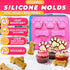 2 Pcs Dog Treat Molds - Bone & Paw Shaped Silicone, Non-Sticking, Blue & Pink for Homemade Treats