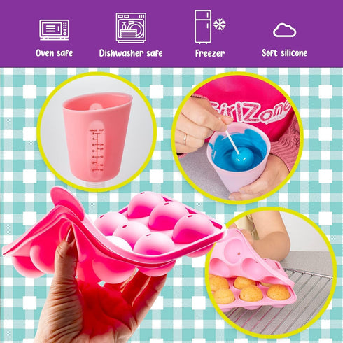 Set 1012 GirlZone Cake Pop Craze Kit, Baking for Kids Ages with Cake Pop Mold, Stand, Gifting Bags & Decorating Pen