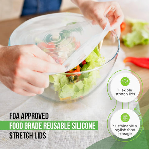Reusable Silicone Stretch Lids, Stretchy Silicone Bowl Covers, Reusable for Bowls, Silicone Microwave Cover