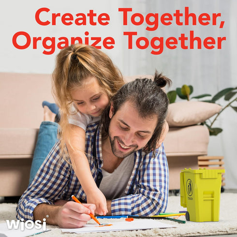 Wiosi Mini Garbage Trash Pen Holder, Tiny Recycle Bin for Desk, Red & Yellow, Pack of 2, Ideal for Student Work