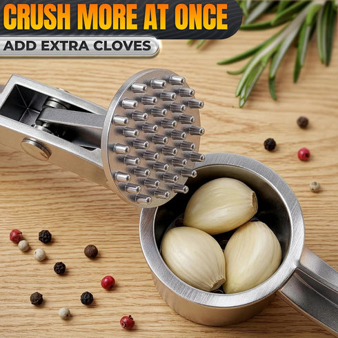 37 Stainless Steel Garlic Press - Ginger Mincer with Built-In Studs for Maximum Extraction, for Garlic, Ginger and Soft