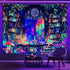 Spenlife 60L 44W Blacklight Fantastic Library Tapestry, UV Reactive Vibrant Bookshelf Wall Tapestries for Room Decor