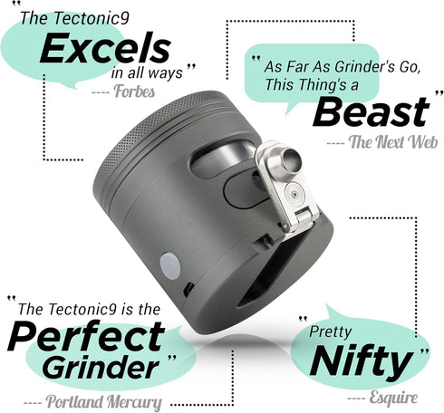 Cloudious9 Tectonic9 2.5" - Herb Grinder Automatic Electric Herbal Spice Dispenser Large Aluminum Alloy (Grey)