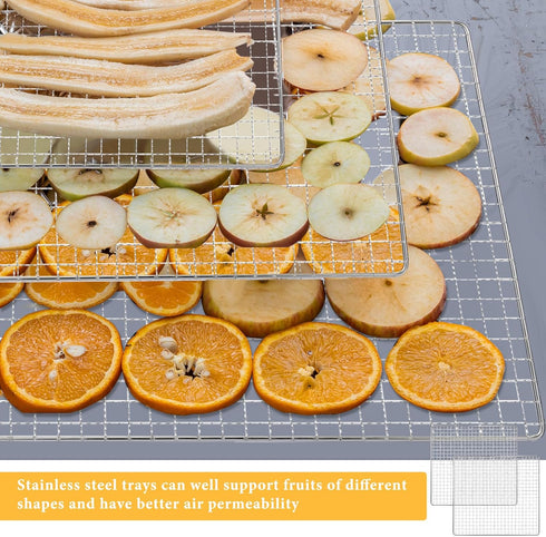 13 x 12 Inches Dehydrator Trays, Compatible with CP267-FD, Stainless Steel Drying Mesh Screens