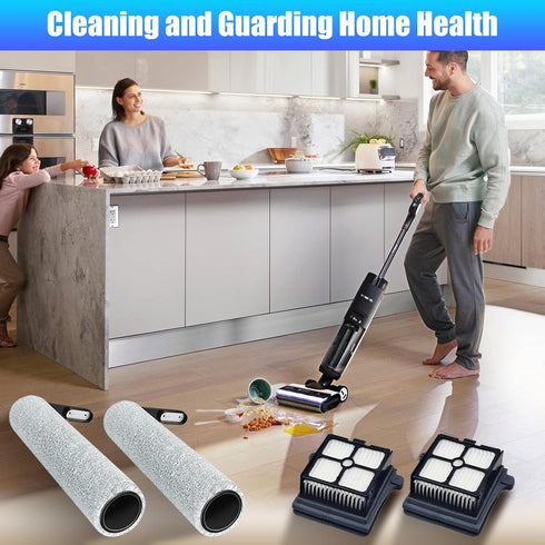 Replacement Brush Rollers & HEPA Filters for Tineco Floor ONE S6/S7 Pro, 2 Brush Rollers, 2 Filters