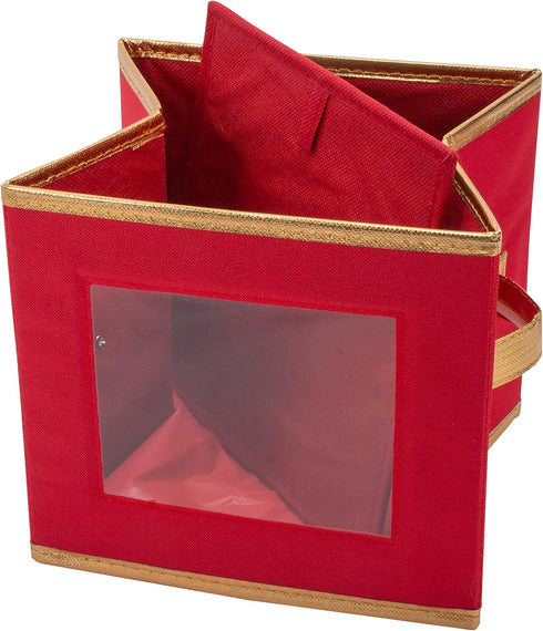 Simplify Holiday Salad Plate Dinnerware Storage Box, 9.45 Inch, Christmas China with 12 Felt Dividers for Tableware