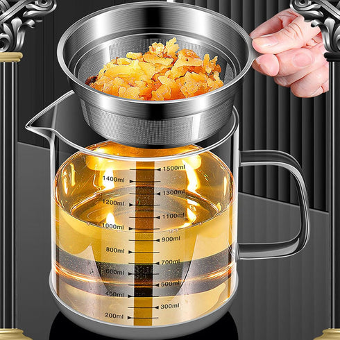 BinaryABC Pitcher,7.67 6.69inch(1500ML) Yogurt Strainer,Nut Milk Strainer,Juice Food Strainer,Glass Teapot with Mesh