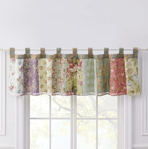Greenland Home Blooming Prairie Authentic Patchwork Tab Top Window Valance, 84 x 21