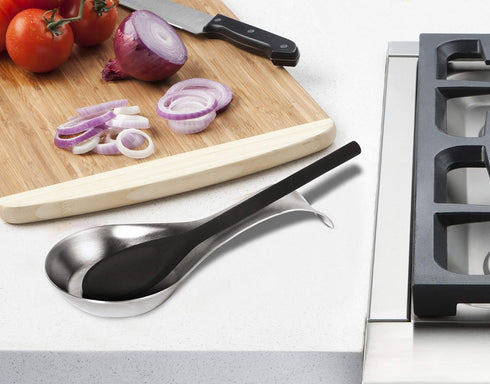 OGGI Stainless Steel Spoon Rest, Long Handle for Kitchen Utensils, Great for Counter, Stove Top, or Coffee Station