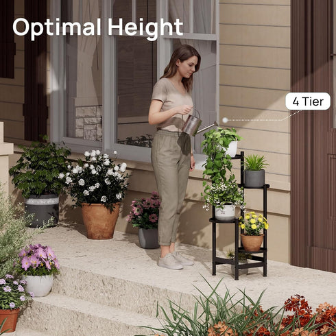 4-Tier viewcare Plant Stand, Heavy Duty Metal Planter Rack -Indoor/Outdoor Shelves - Display Multiple Flower Pots, Iron