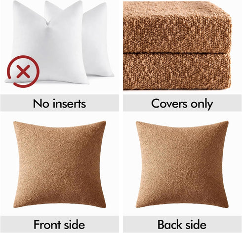 Pack 2, 12 20 Inch, Cozy EMEMA of x Textured Boucle Throw Pillow Covers Soft Accent Solid Cushion Cases Decorative