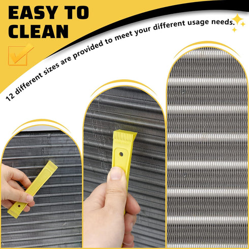 Air Conditioner Condenser Fin Cleaning Brush, Fin Straightener Comb and Refrigerator Coil Cleaning Whisk Brush Set, 7