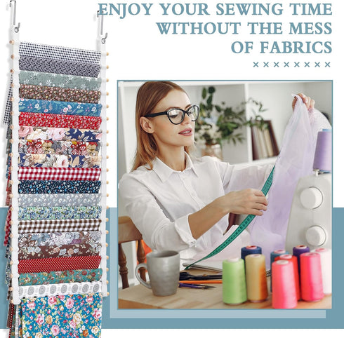 Hanging Fabric Storage Organizer Over The Door, 20-Shelf Wall Mount for Sewing and Quilting Fabric Collection