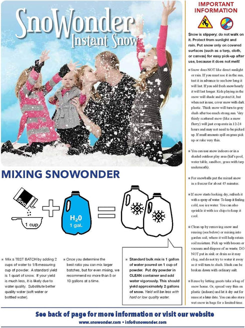 SNOWONDER Instant Snow - Fake Artificial Snow, Makes 10 Gallons of Cloud Slime