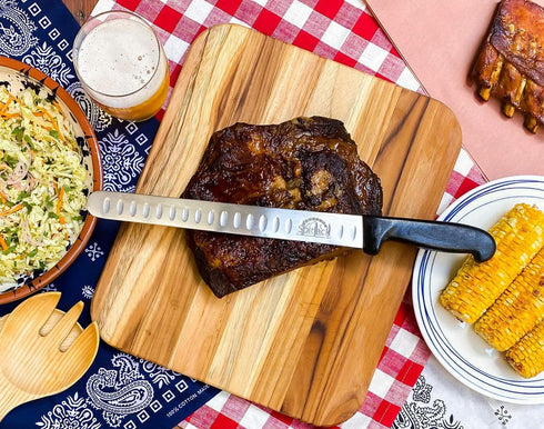 BBQ Smoked Brisket Knife for Meat Carving and Slicing - 11 Inch Blade with Granton Edge