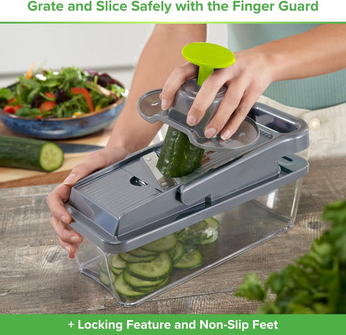 PrepNaturals 12 in 1 Vegetable Chopper with Container - Veggie Cutter, Food Chopper & Onion Chopper for Kitchen (Green)
