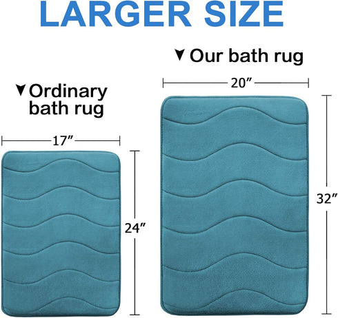 Flamingo P Memory Foam Bath Mat - Non Slip Carpet for Bathroom Rugs, 20x32, Dark Teal