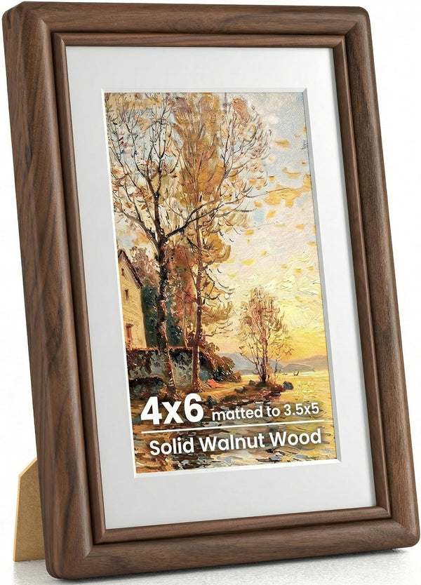 Picture Frames,4 x 6 Picture Frame,Solid Walnut Wood Picture Frame,4x6 Photo Frame