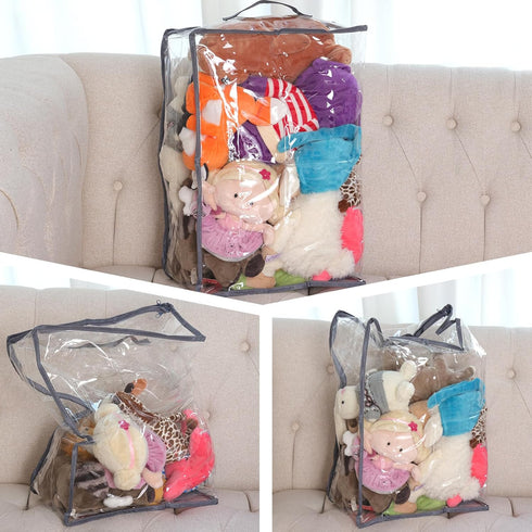 Fixwal 4pcs Clear Storage Boxes, 35L/9.5Gal PVC Fabric Zipper Organizer for Clothes, Blankets, Bed Sheets, Closet