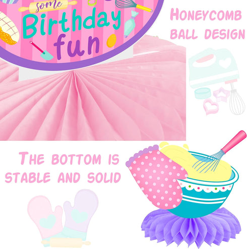 Baking Theme Honeycomb Centerpieces 12Pcs Little Bakers Birthday Party Decorations for I Love Baking Party