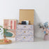 Soul & Lane Blue and White Floral Cardboard Decorative Storage Boxes with Gold Hardware - Set of 3, Aviary Garden for
