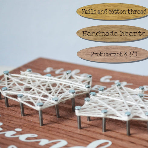 Buecasa Mom Gifts from Daughter and Son - Mother Birthday Picture Frame String Heart in Grainwood 4x6 Inches