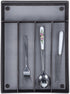 titivate Kitchen Cutlery Tray, Silverware Drawer Organizer with 5 Compartments for Forks/Knives/Spoons (Black)