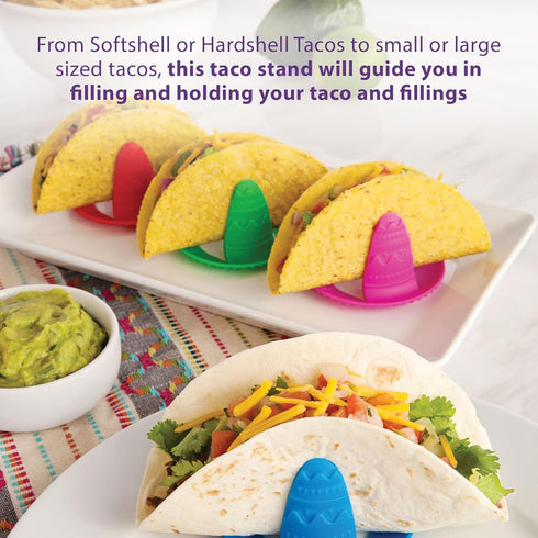 Talisman Designs Sombrero Taco Holders - Set of 4 for Small or Large Tacos, Crunch & Soft