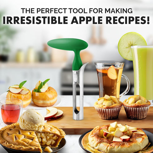 Zulay Premium Apple Corer, Easy to Use Durable Remover for Pears, Bell Peppers, and Apples - Stainless Steel Green