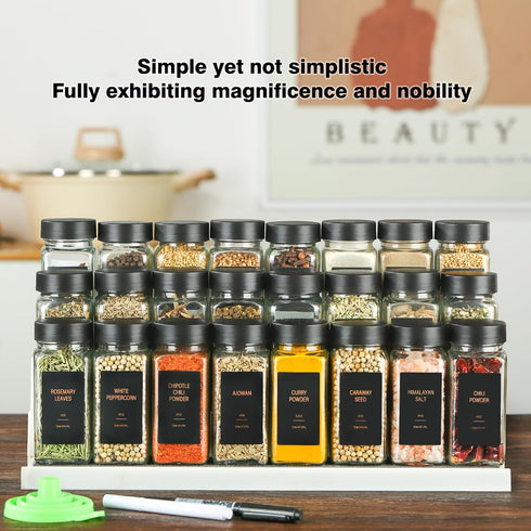 TESUNMU Label4oz 36) Spice Jars with Glass Spice Bottles With Shaker LidsSeasoning Containers with Funnel, Chalk Pen
