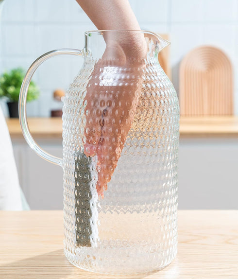 3 Liter/100 Oz Karafu Glass Pitcher with Lid, Easy Clean Heat Resistance Borosilicate Glass Jug for Hot/Cold Water