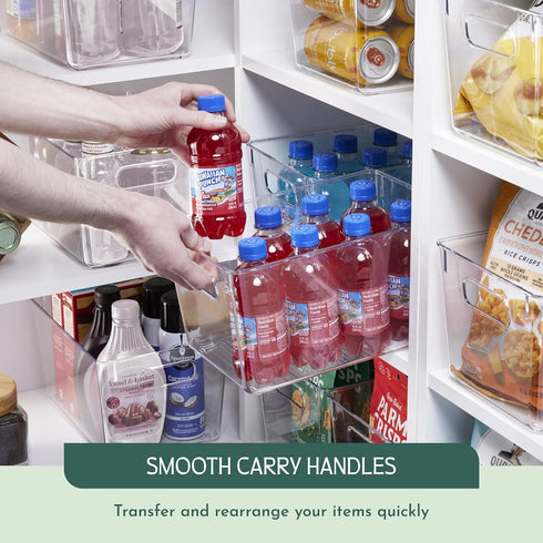 RUBOXA Shatterproof Clear Plastic Storage Bins, BPA-Free Freezer and Refrigerator Organizer Bins, 4 Pack