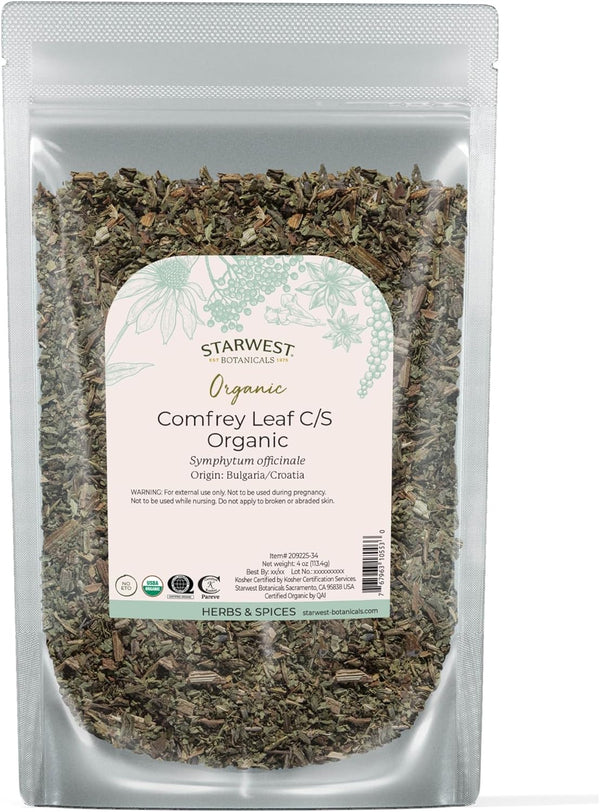 Starwest Botanicals Organic Dried Comfrey Leaf - Natural Herb for Topical Application,