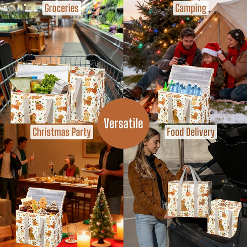 2 Pack 2 Pack) VENO Cooler Bag, Insulated Grocery Bags for Food Delivery, Collapsible Cooler, Reusable Shopping Bags