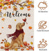 Welcome Fall Garden Flag 12 x 18 Inch Double Sided Burlap Golden Retriever Dog Cardinal Yard Flags Thanksgiving
