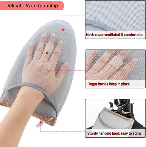 CINPIUK Garment Steamer Ironing Gloves, Anti Steam Mitt, Heat Resistant Garment Steamer Accessories, Blue