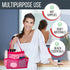 Masirs Mesh Shower Caddy Bag, Large Collapsible Portable Bathroom Organizer for Travel, Gym, & Dorm - 9 Pocket (Pink)